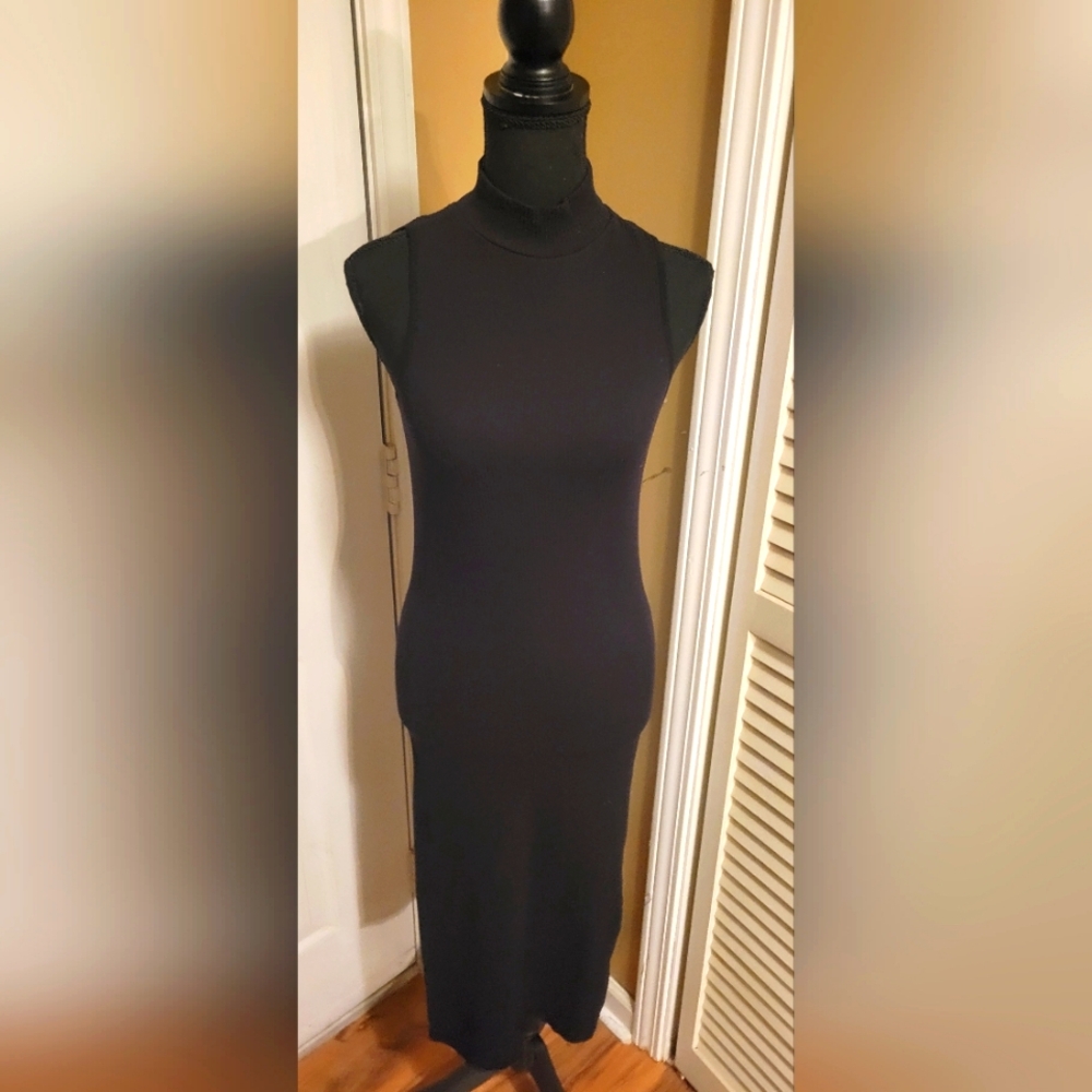 Juniors No Boundaries Casual Ribbed Black Sleeveless Dress, Size Medium (7-9)